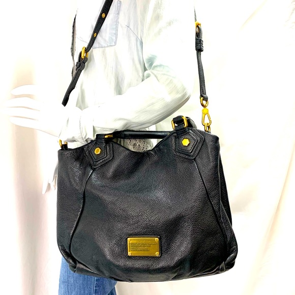 Marc by Marc Jacobs Classic Q Francesca Black Pebbled Leather Large Shoulder Bag - Picture 3 of 14